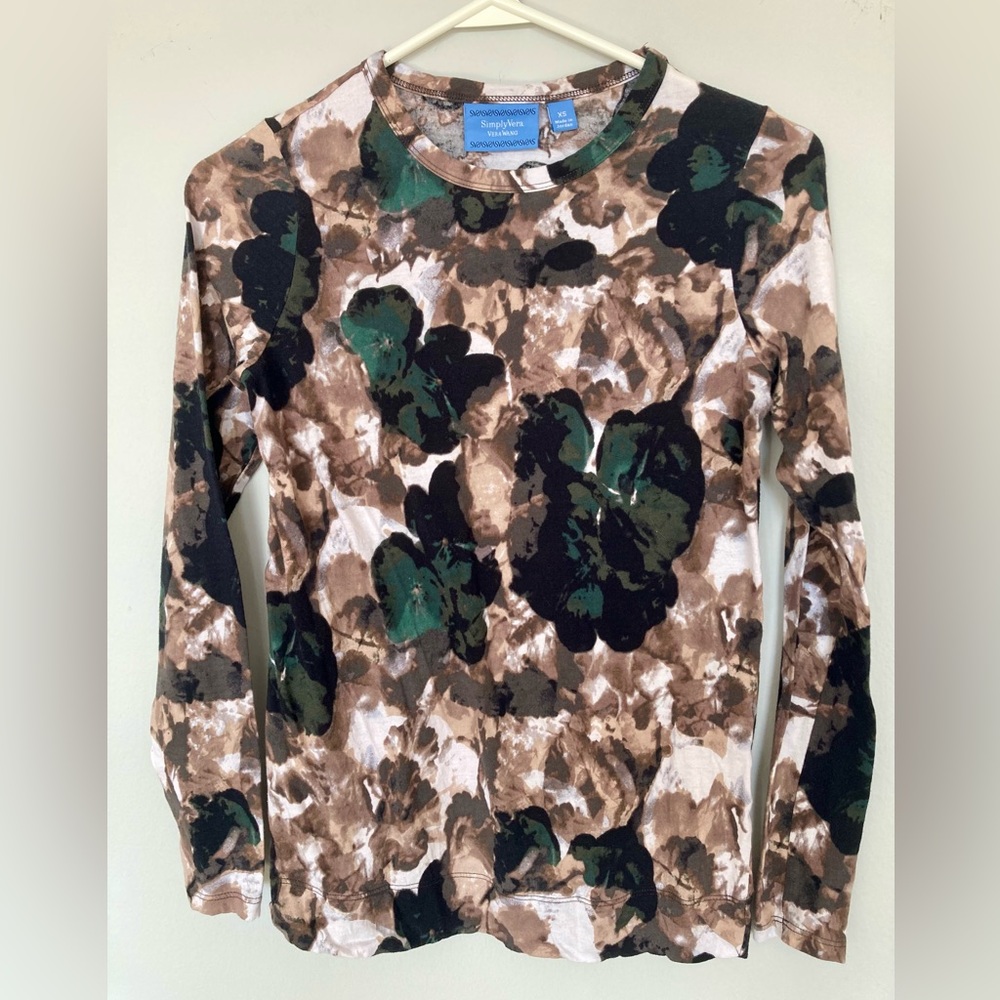 Simply Vera Vera Wang Long Sleeve Camo Tee - XS